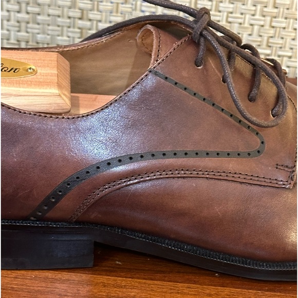 🌟2xHP🌟Brown Leather Perforated Cap Toe Derby Shoes 12 - Picture 7 of 12